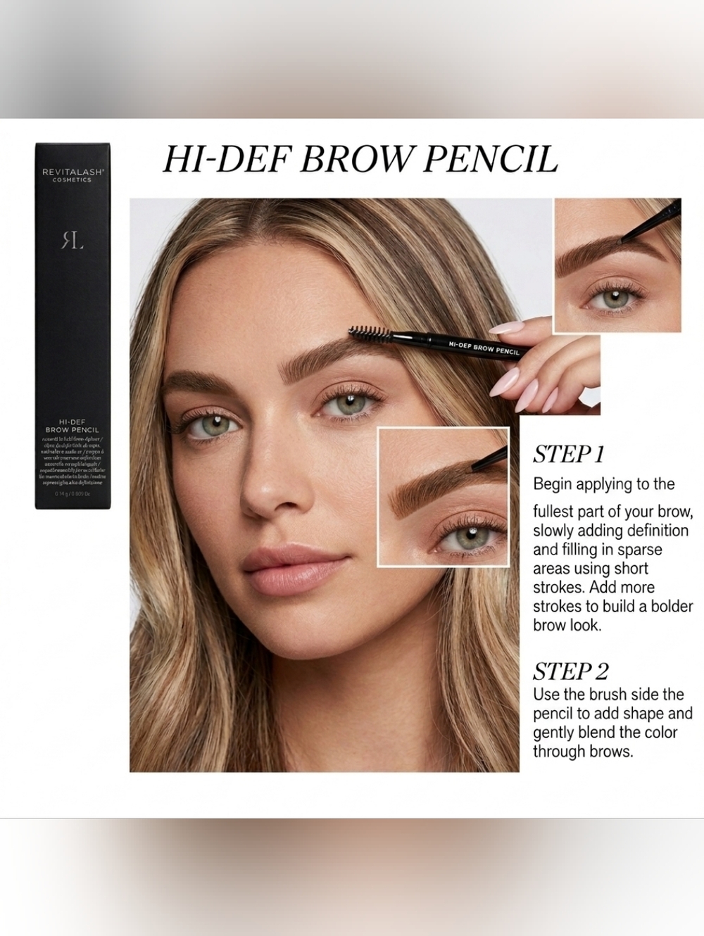 NIB RevitaLash Cosmetics Hi-Def Brow  Pencil Brush Cool Brown